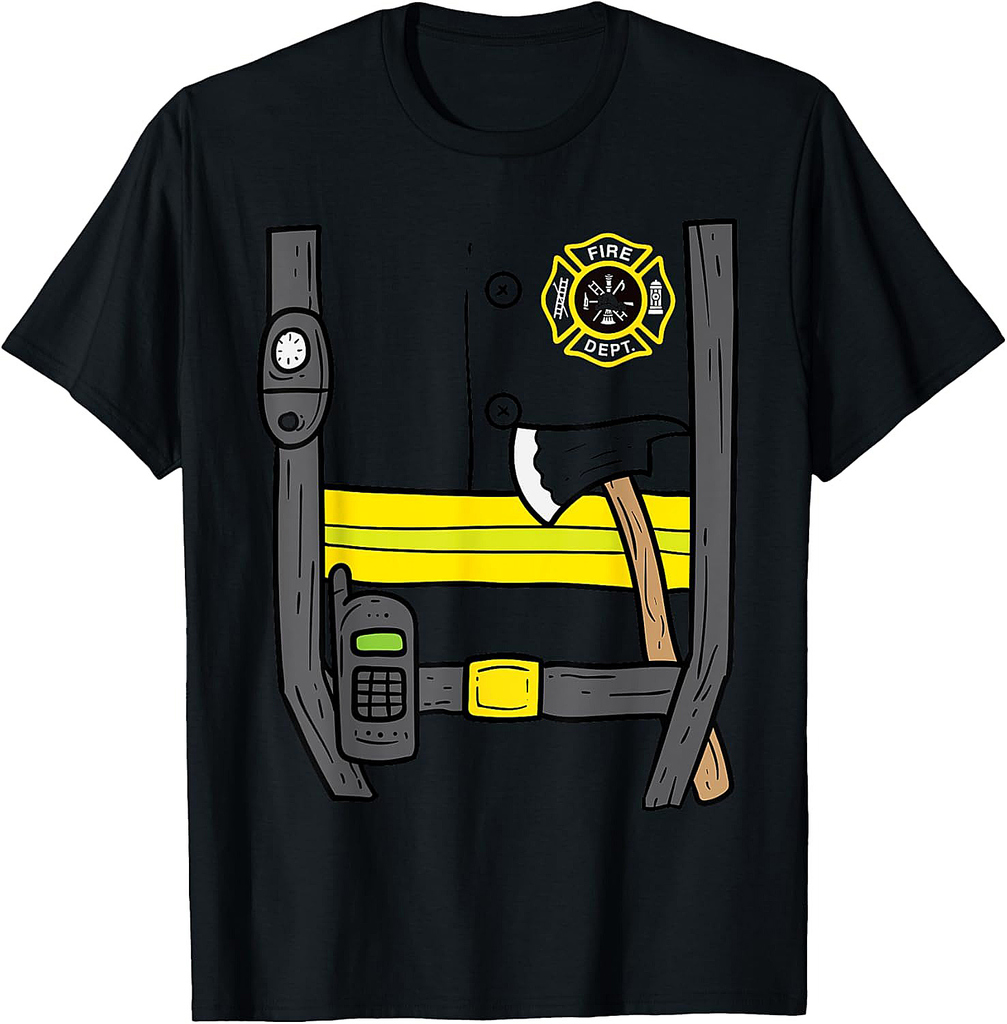 Firefighter Fireman Easy Lazy DIY Halloween Costume Boys T-Shirt