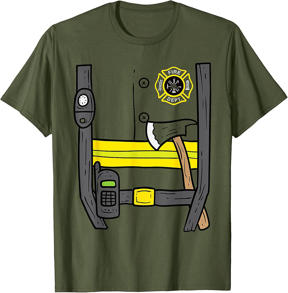 Firefighter Fireman Easy Lazy DIY Halloween Costume Boys T-Shirt
