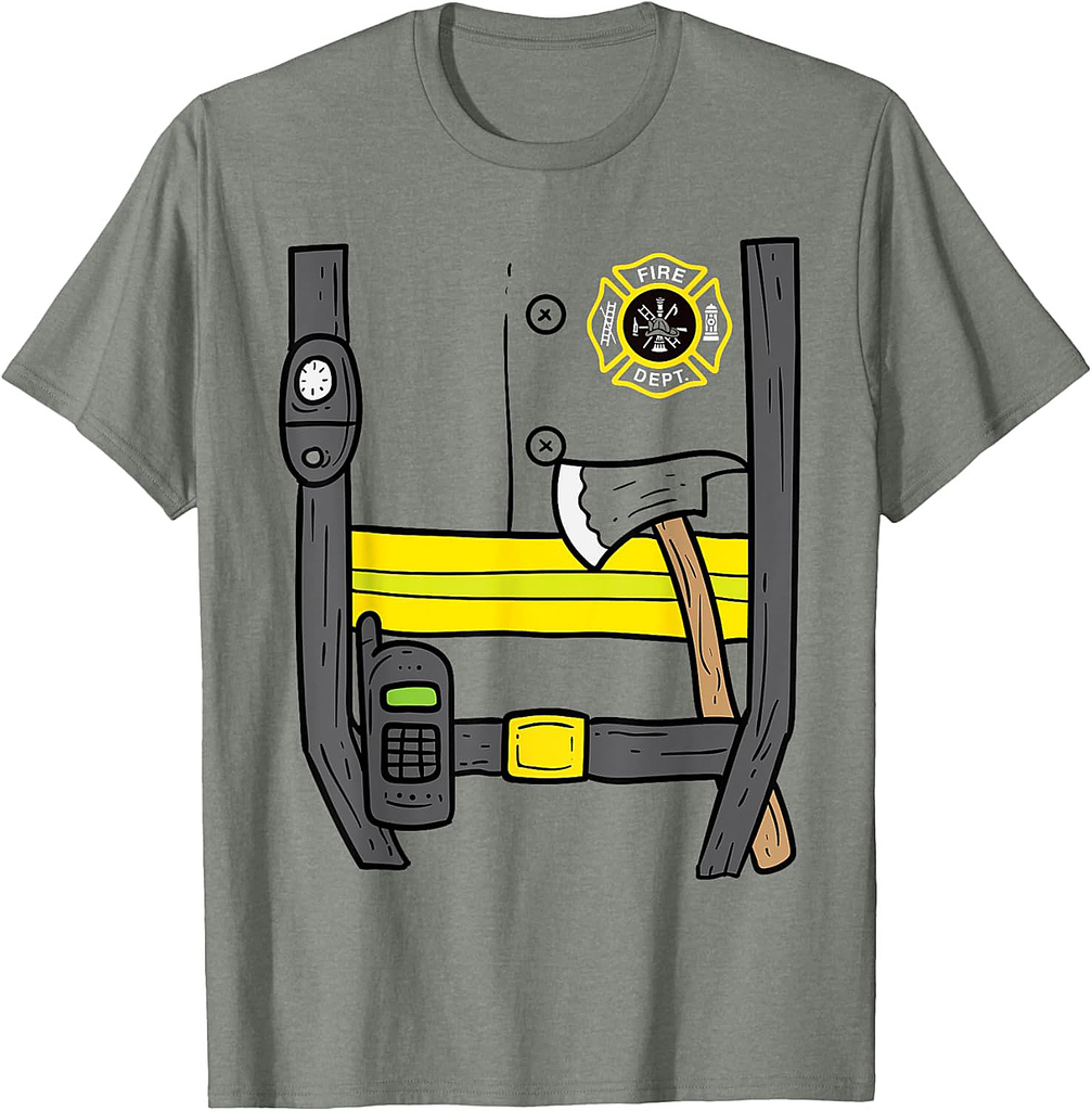 Firefighter Fireman Easy Lazy DIY Halloween Costume Boys T-Shirt