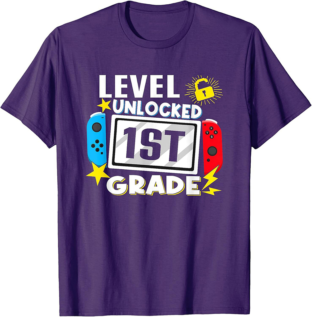 First Day Of 1st Grade Level Unlocked Game Back To School T-Shirt