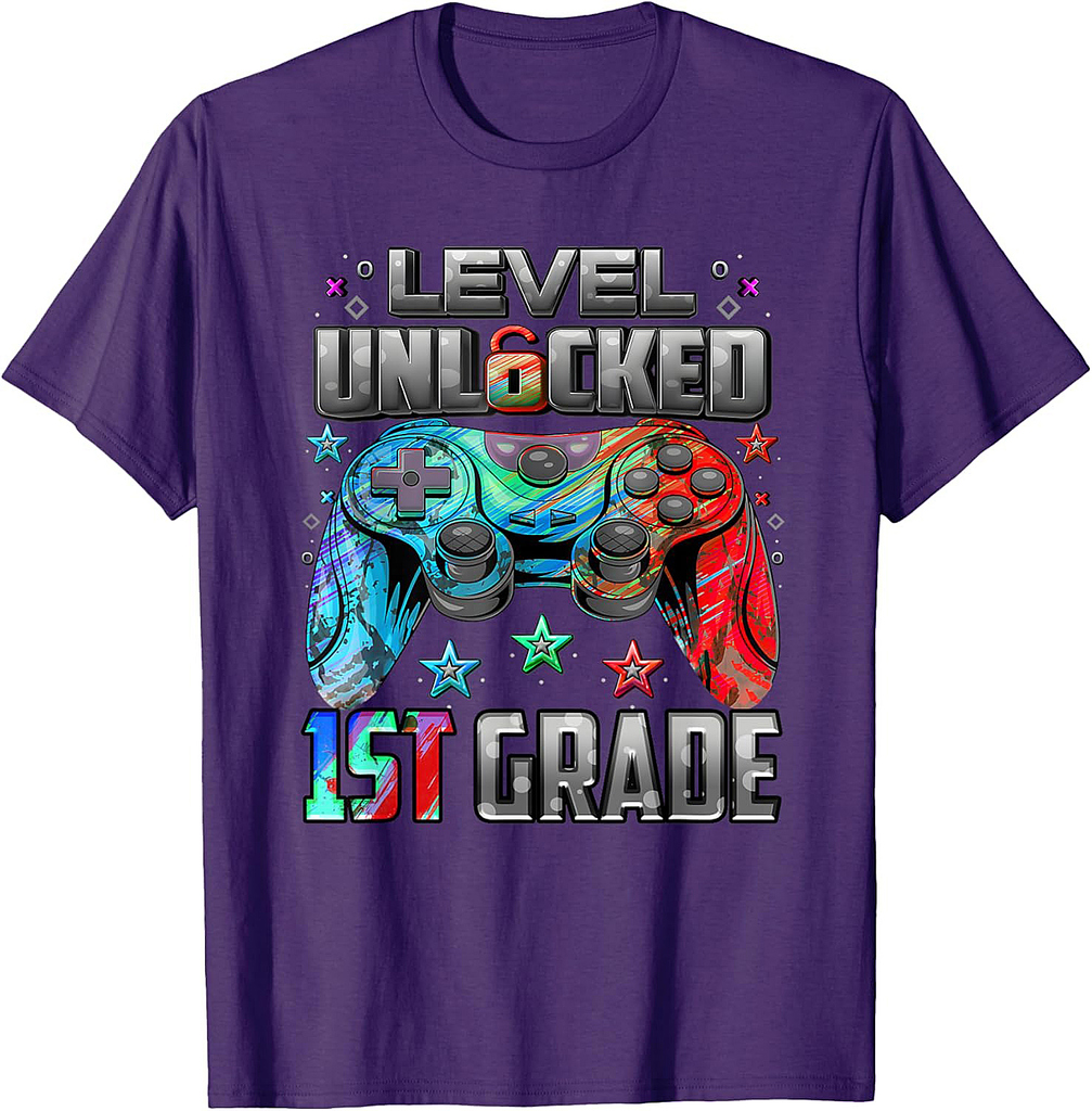 First Day Of 1st Grade Level Unlocked Game Back To School T-Shirt