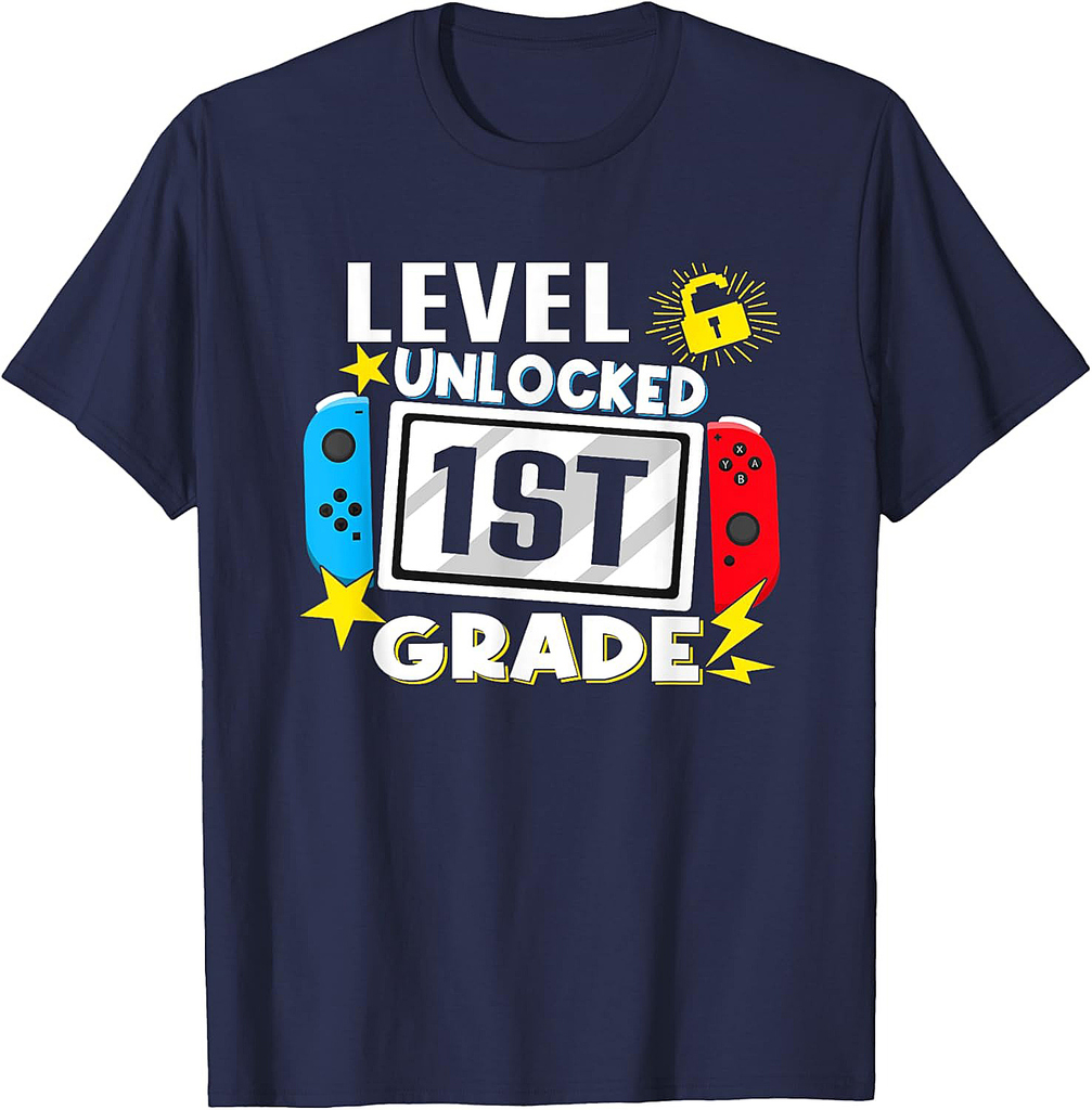 First Day Of 1st Grade Level Unlocked Game Back To School T-Shirt
