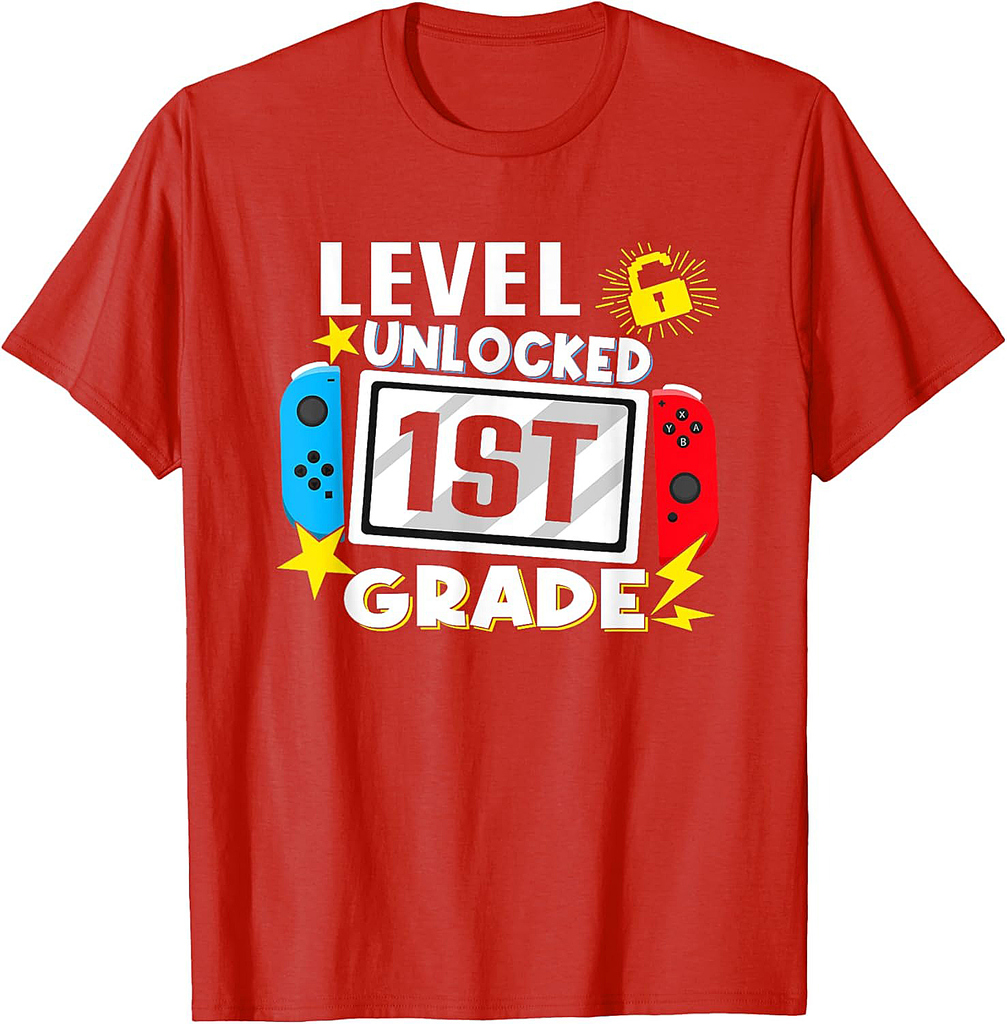 First Day Of 1st Grade Level Unlocked Game Back To School T-Shirt