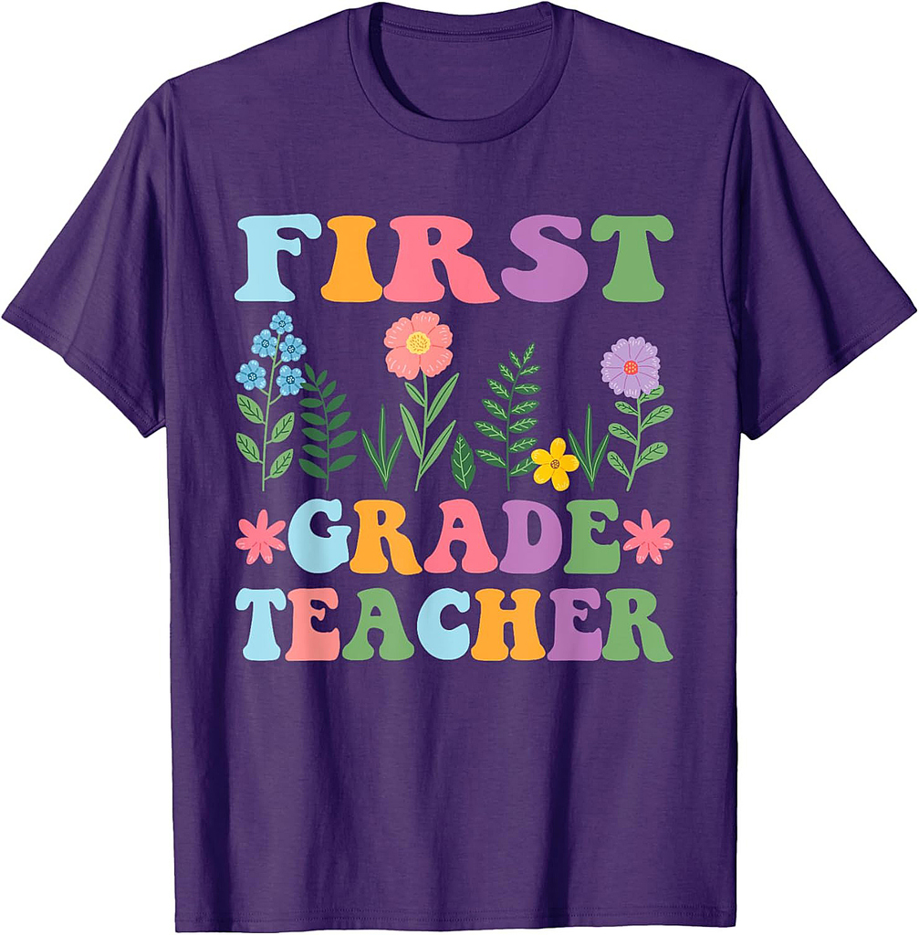 First Day Of 1st Grade Teacher Team Groovy Back To School T-Shirt