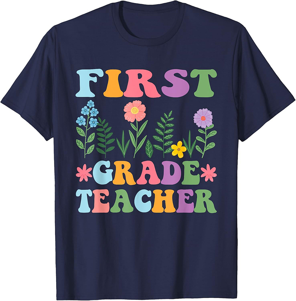 First Day Of 1st Grade Teacher Team Groovy Back To School T-Shirt