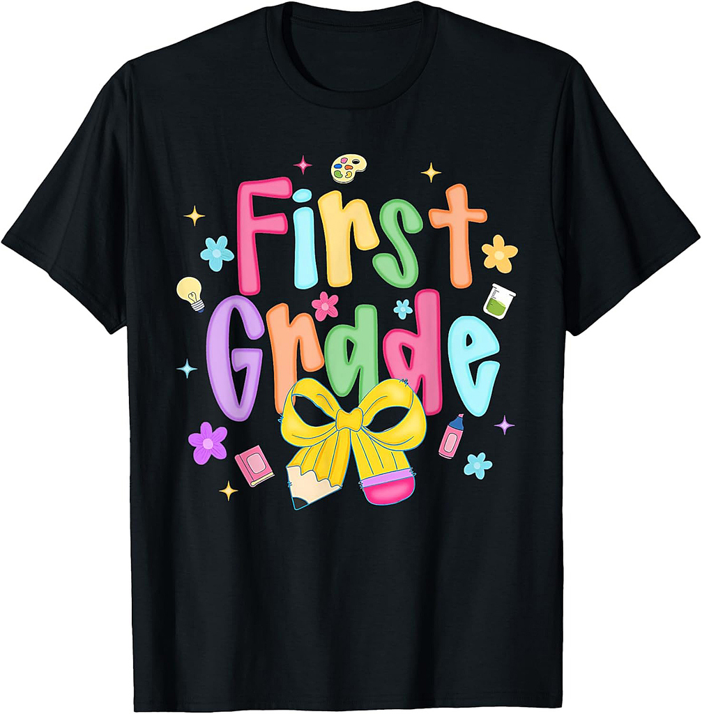 First Grade Coquette Pencil Bow Back To School T-Shirt