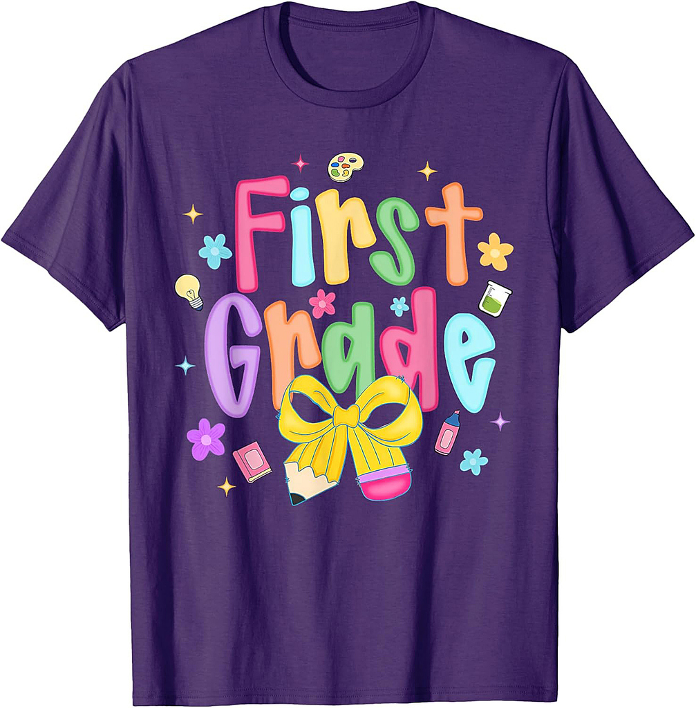 First Grade Coquette Pencil Bow Back To School T-Shirt