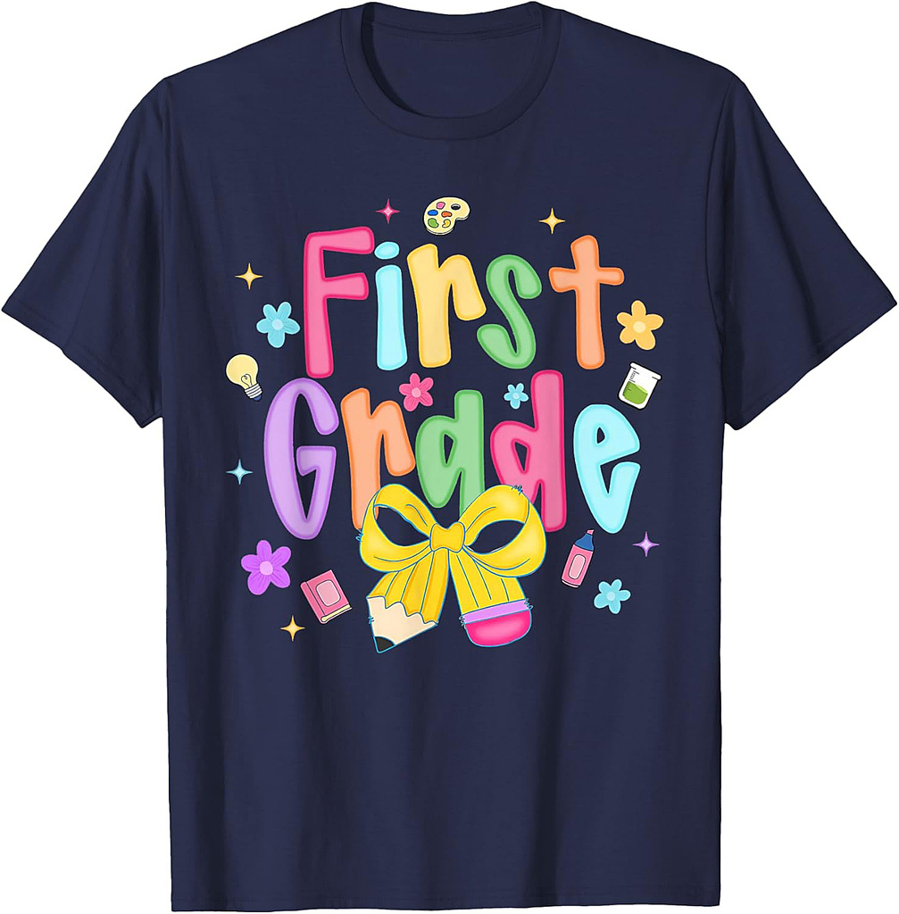 First Grade Coquette Pencil Bow Back To School T-Shirt