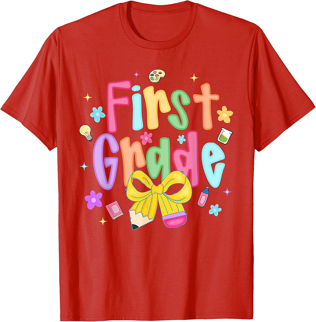 First Grade Coquette Pencil Bow Back To School T-Shirt