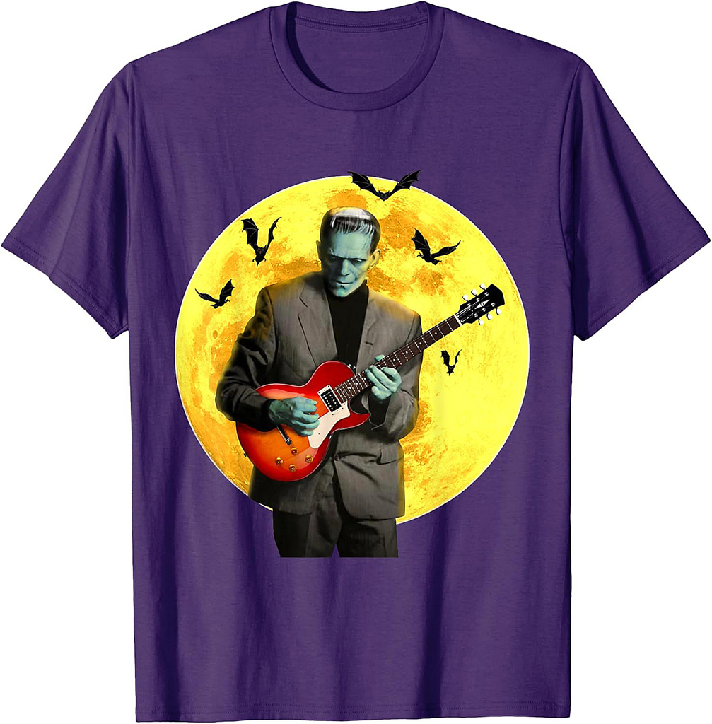 Frankenguitar Frankenstein Plays Electric Guitar Halloween T-Shirt