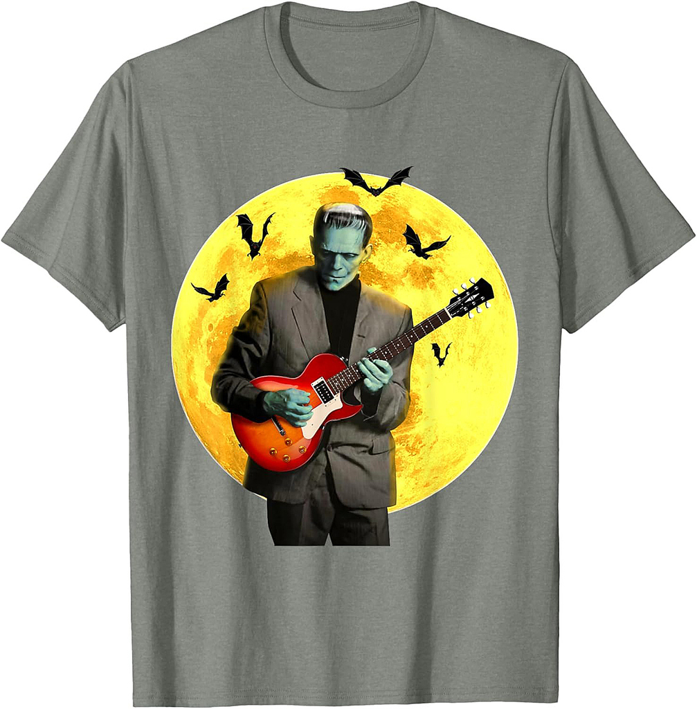 Frankenguitar Frankenstein Plays Electric Guitar Halloween T-Shirt