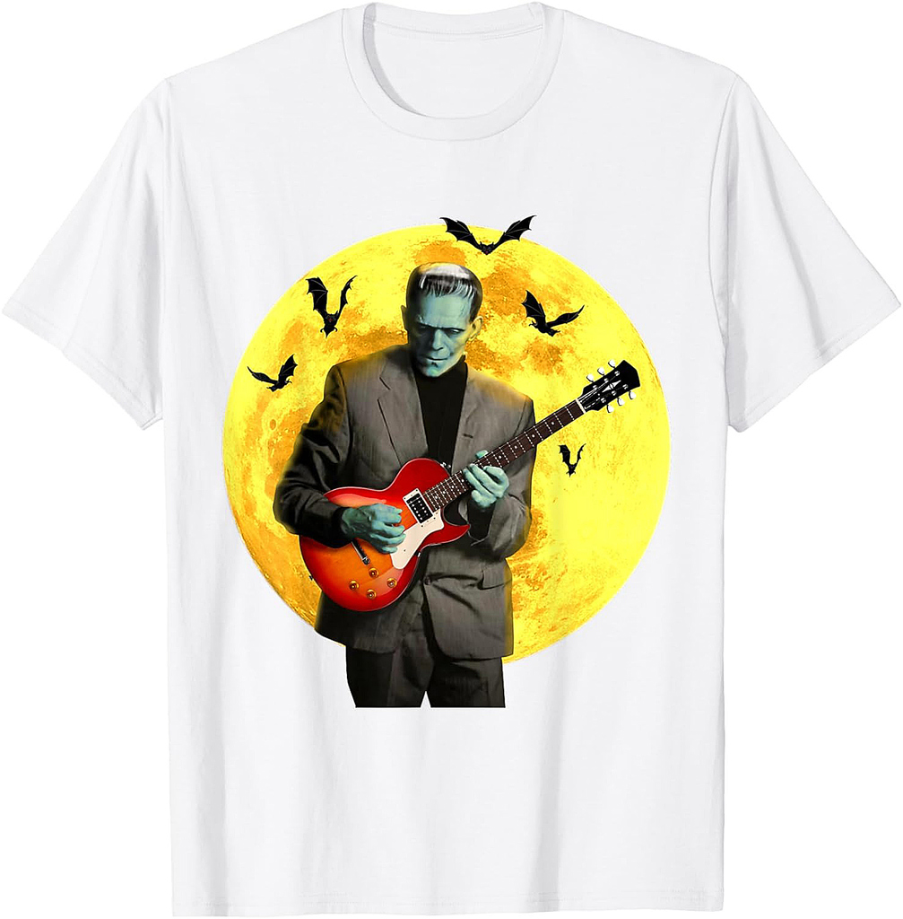 Frankenguitar Frankenstein Plays Electric Guitar Halloween T-Shirt