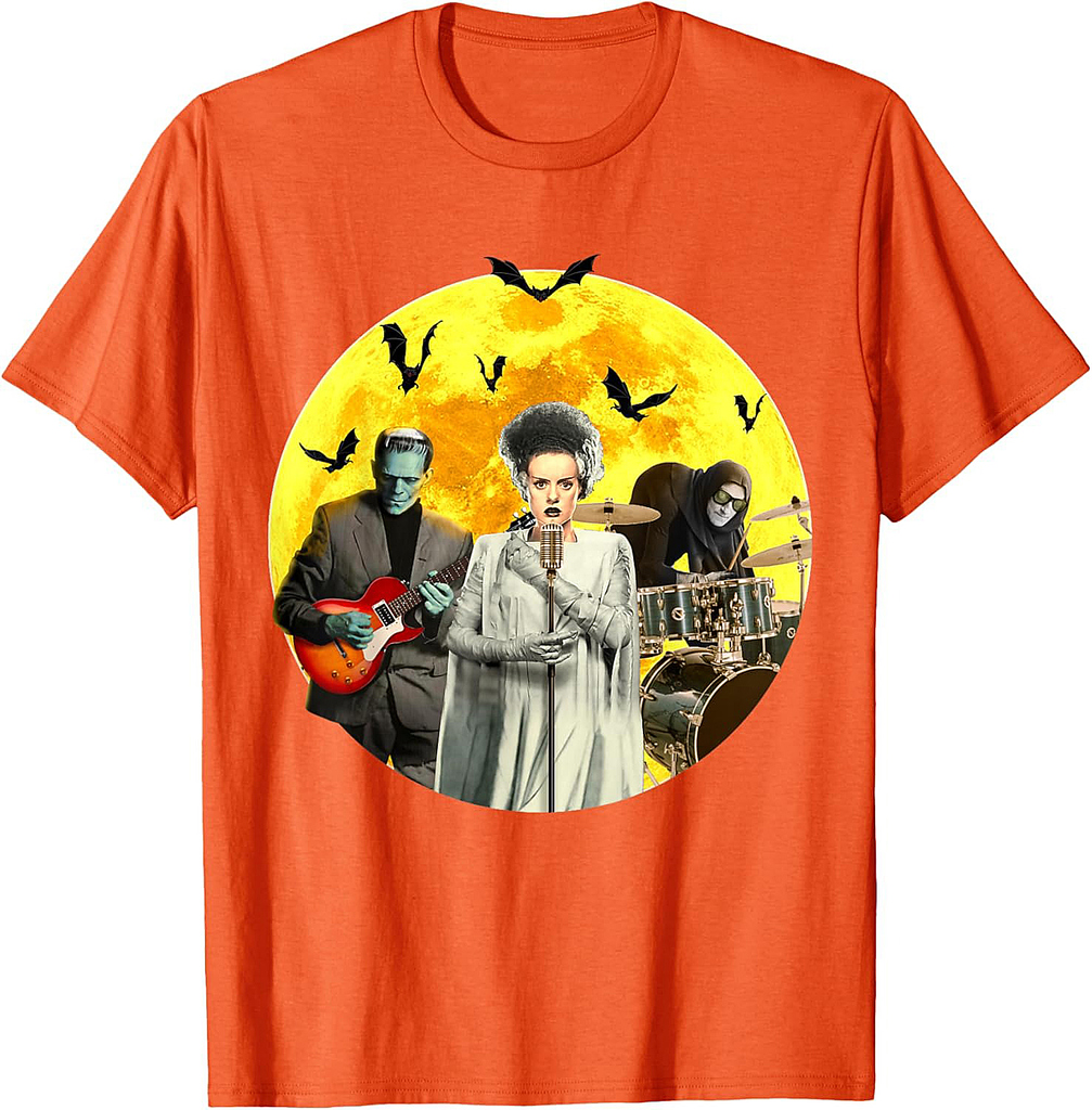 Frankenguitar Frankenstein With Bride & Igor Halloween Band T-Shirt