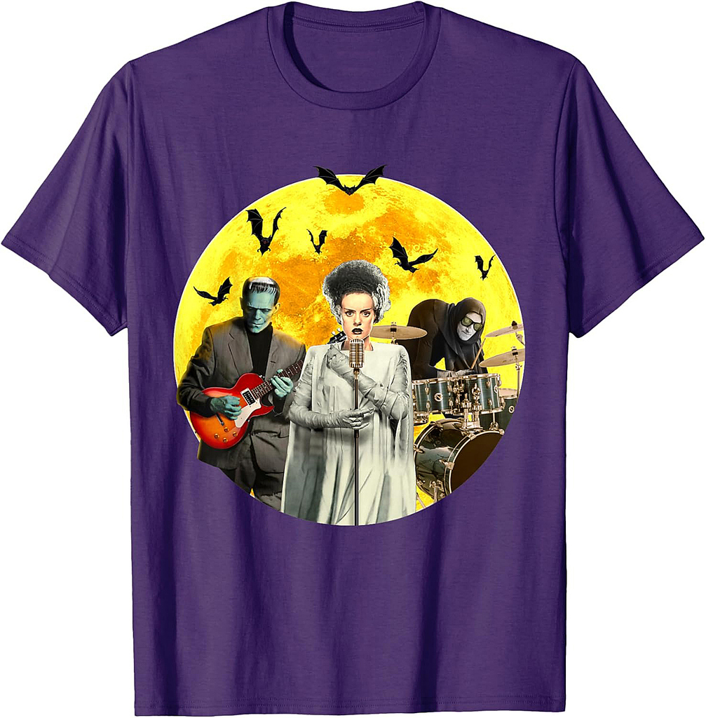 Frankenguitar Frankenstein With Bride & Igor Halloween Band T-Shirt