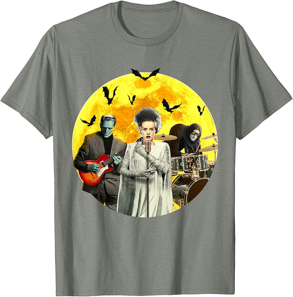 Frankenguitar Frankenstein With Bride & Igor Halloween Band T-Shirt