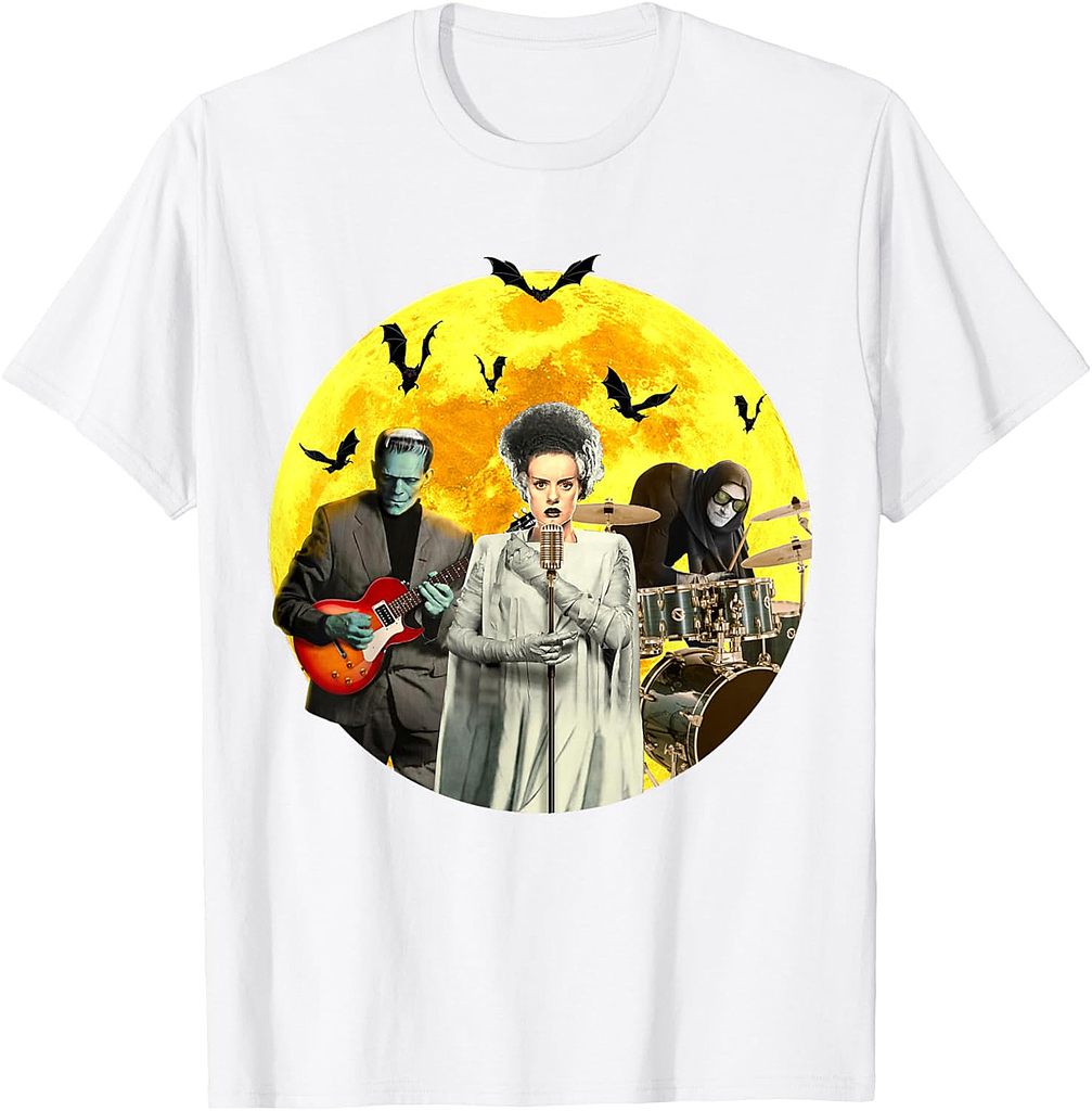 Frankenguitar Frankenstein With Bride & Igor Halloween Band T-Shirt