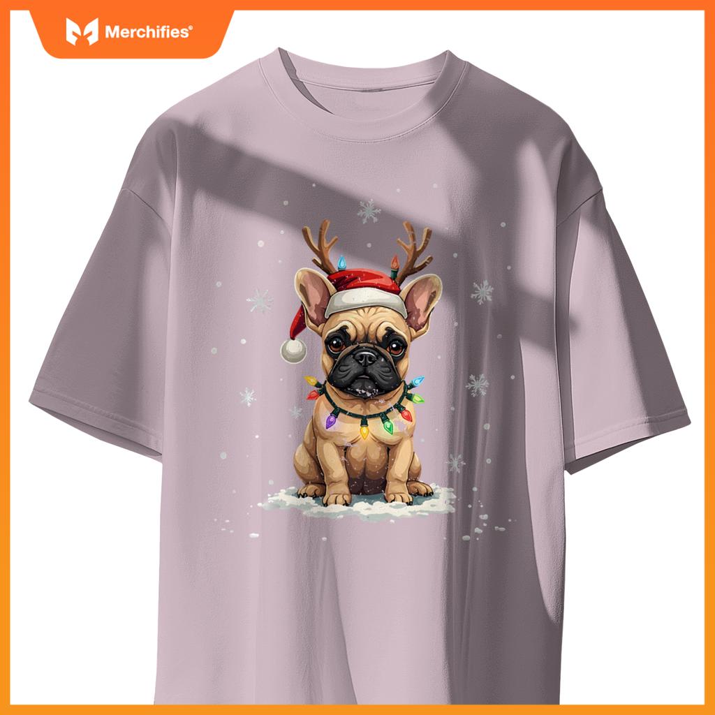 French Bulldog Reindeer Dog Christmas Tree Xmas Santa Funny T-Shirt