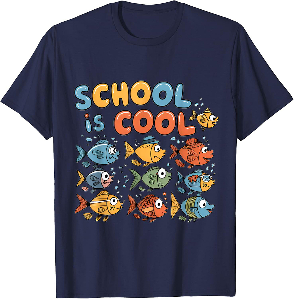 Fun School of Fish Design for Back-to-School Season T-Shirt