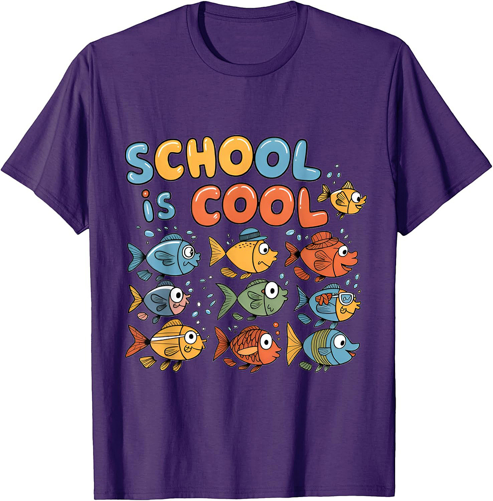 Fun School of Fish Design for Back-to-School Season T-Shirt