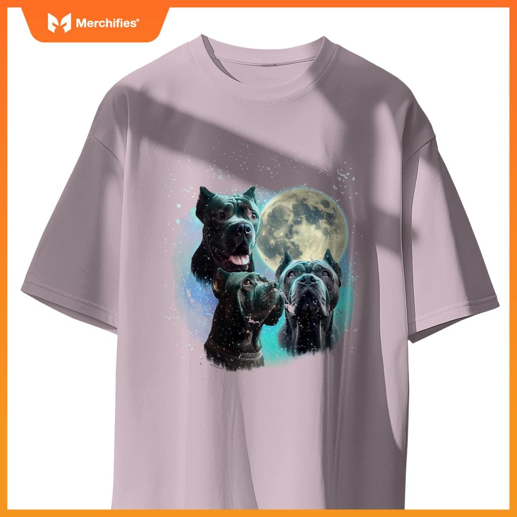 Funny 3 Dog Moon Blue Cane Corso, Cropped Ears, Weird Meme T-Shirt