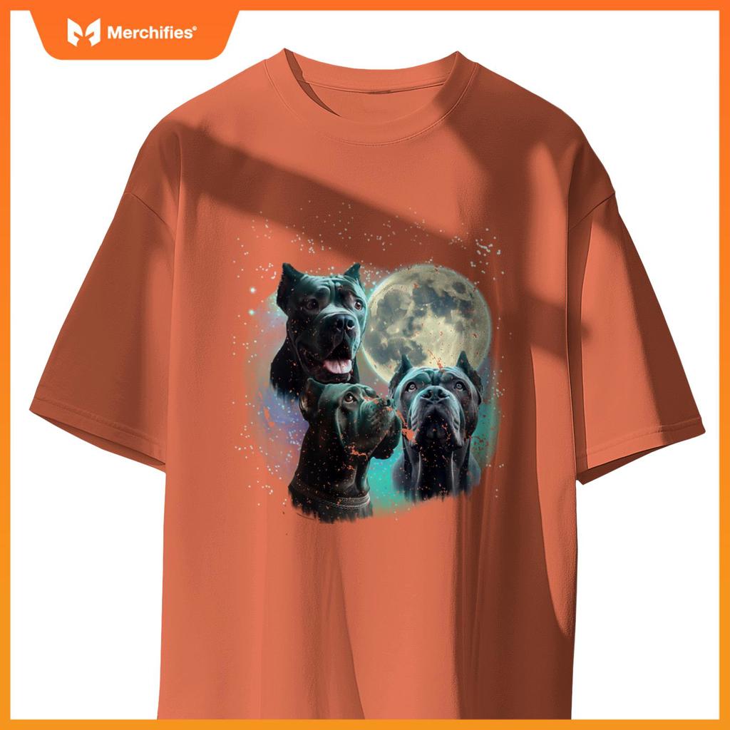 Funny 3 Dog Moon Blue Cane Corso, Cropped Ears, Weird Meme T-Shirt