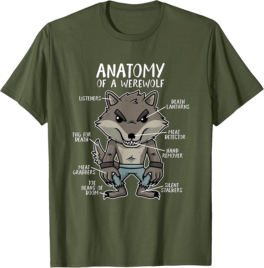 Funny Anatomy of a Werewolf Halloween T-Shirt