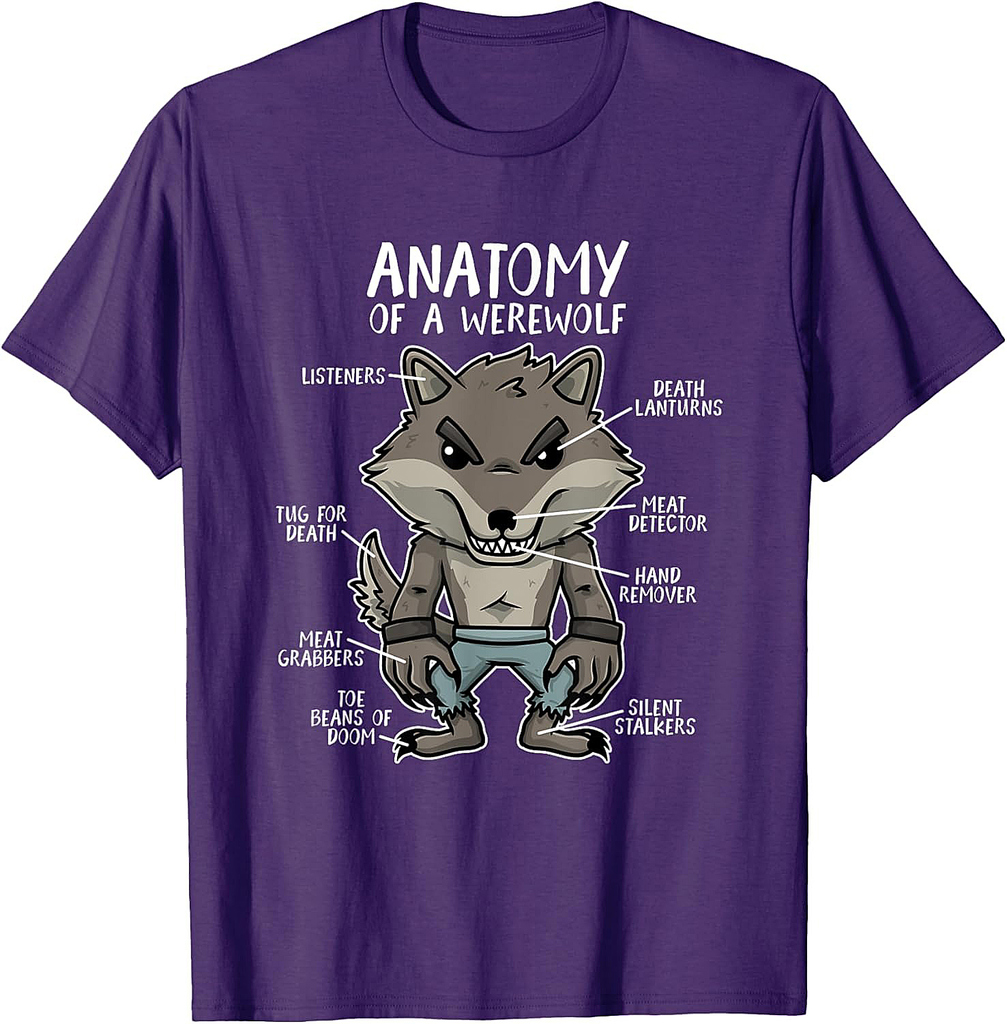 Funny Anatomy of a Werewolf Halloween T-Shirt