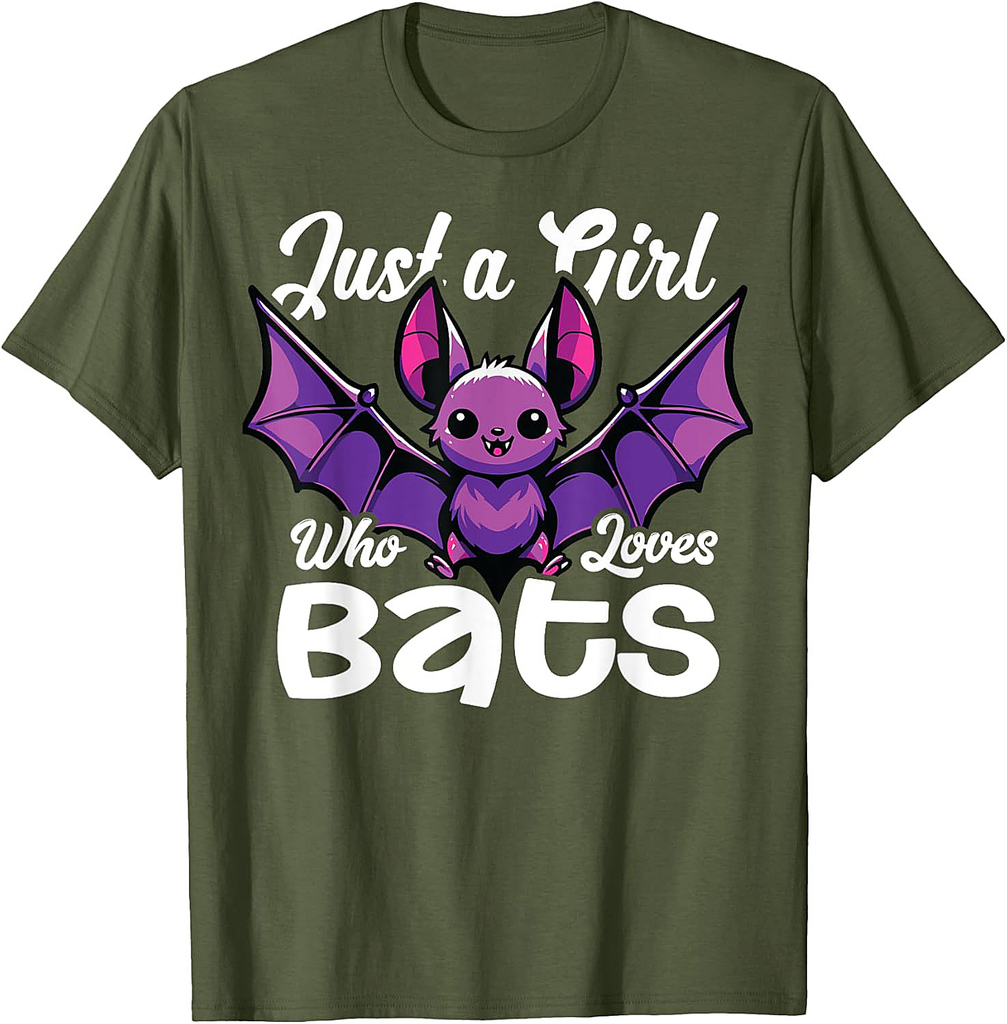 Funny Bat Just a Girl Who Loves Bats Lover Halloween T-Shirt