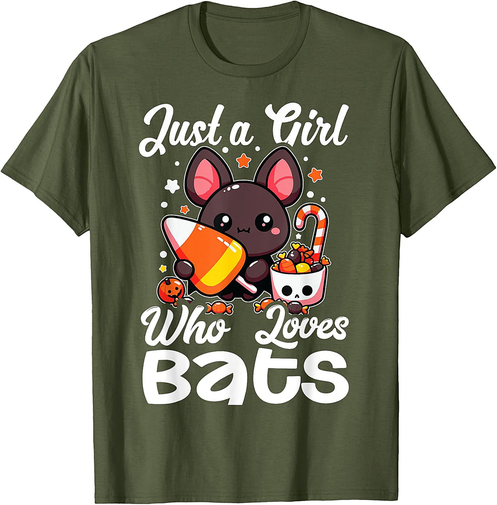 Funny Bat Just a Girl Who Loves Bats Lover Halloween T-Shirt