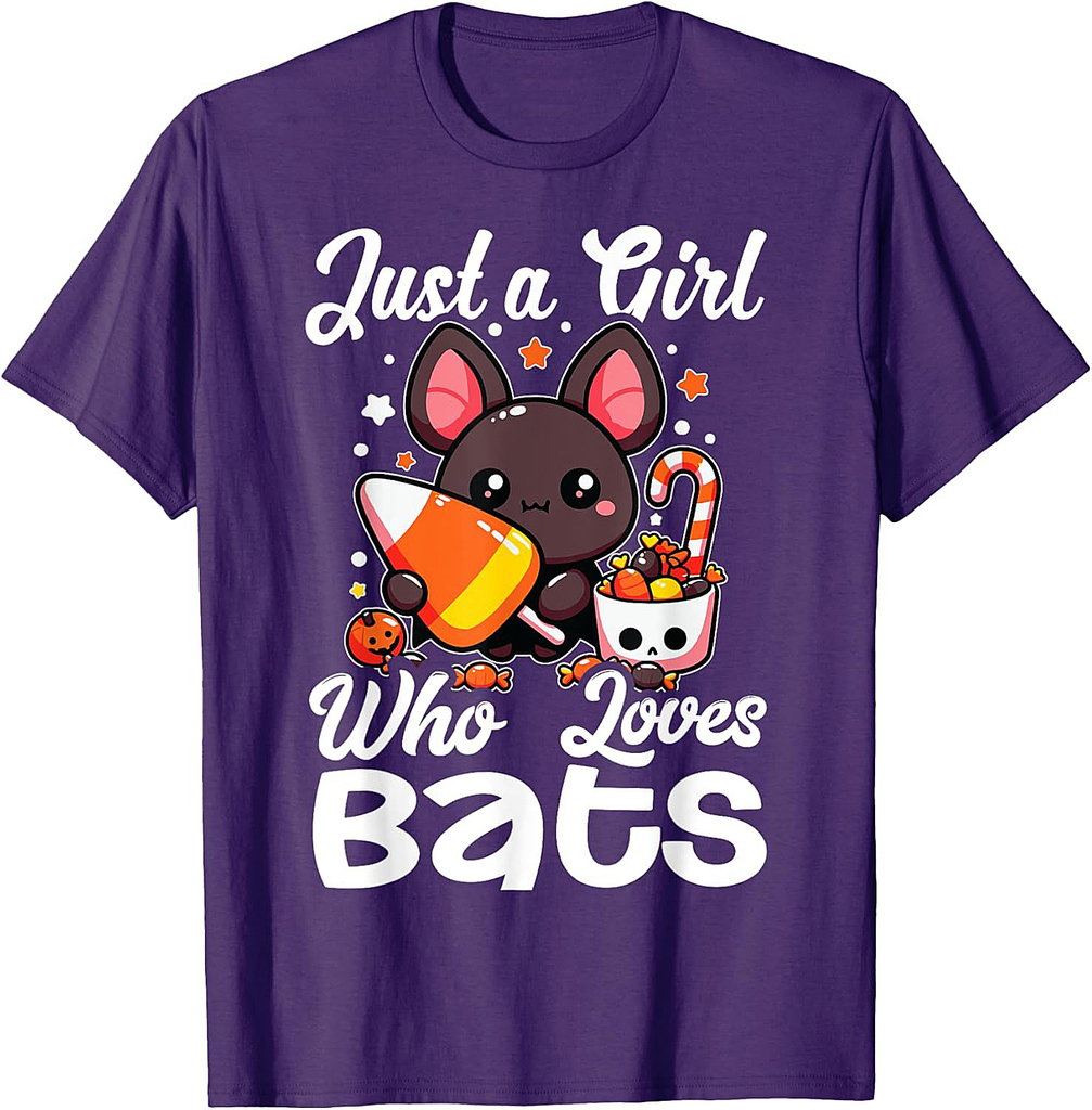 Funny Bat Just a Girl Who Loves Bats Lover Halloween T-Shirt