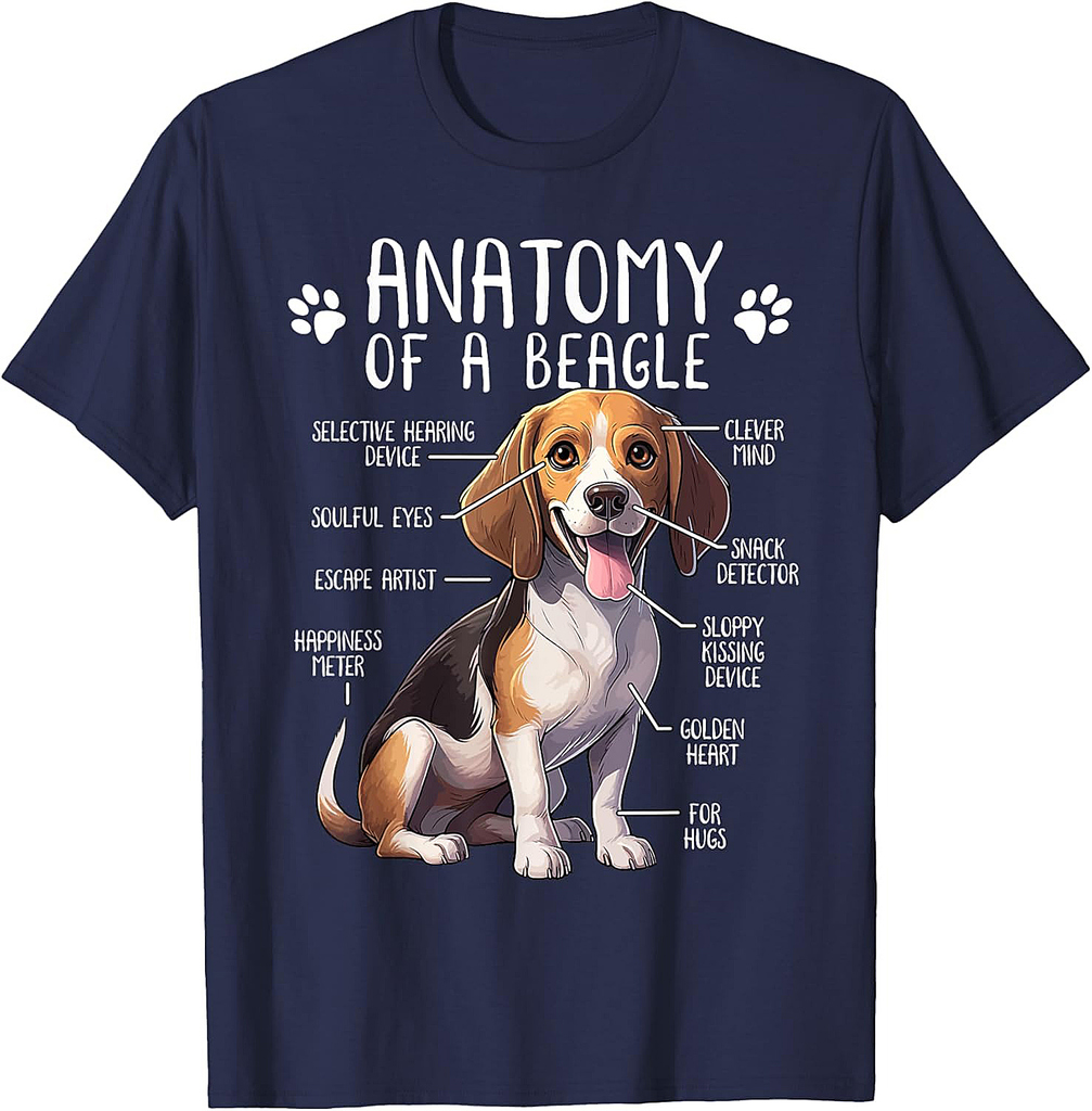 Funny Beagle Anatomy Of A Beagle Dog Owner Cute Pet Lover T-Shirt