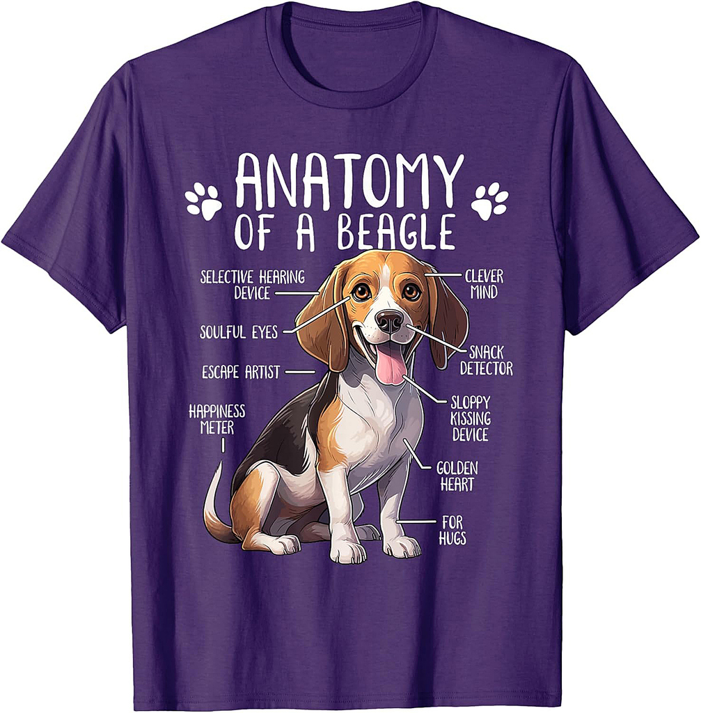 Funny Beagle Anatomy Of A Beagle Dog Owner Cute Pet Lover T-Shirt