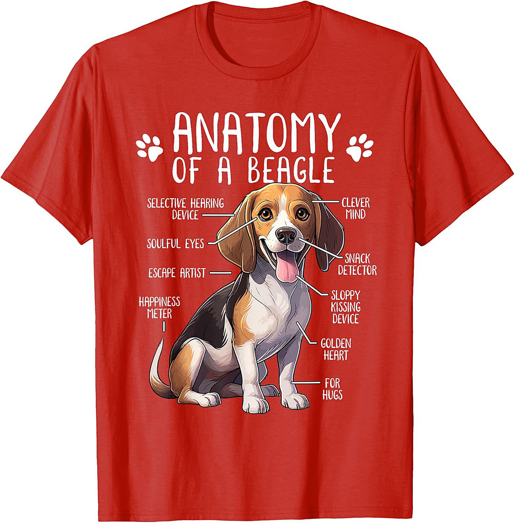 Funny Beagle Anatomy Of A Beagle Dog Owner Cute Pet Lover T-Shirt