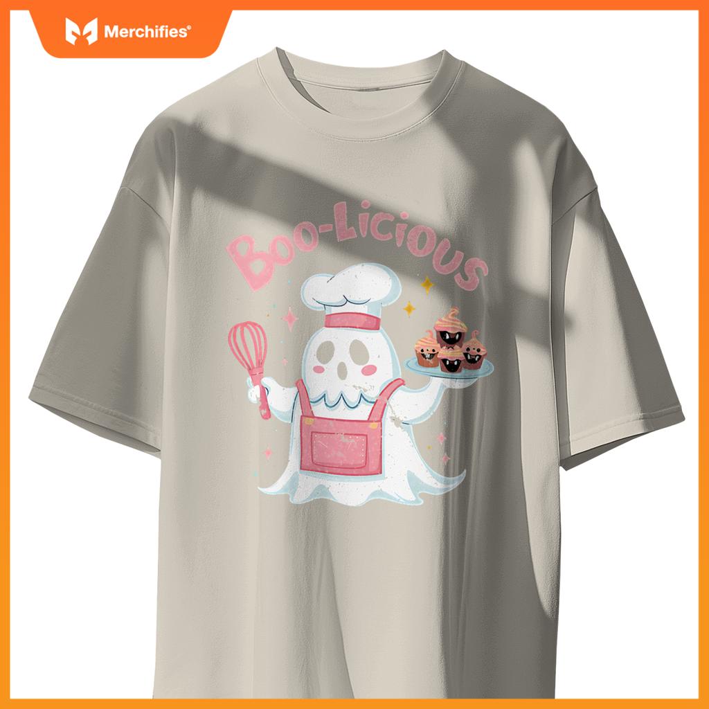 Funny Boo Licious Cute Ghost Cefeteria Chef Halloween Party T-Shirt