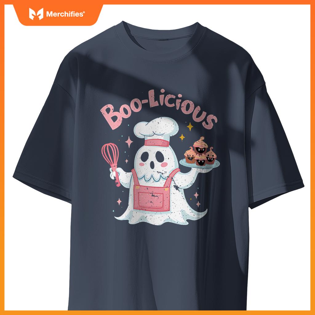 Funny Boo Licious Cute Ghost Cefeteria Chef Halloween Party T-Shirt