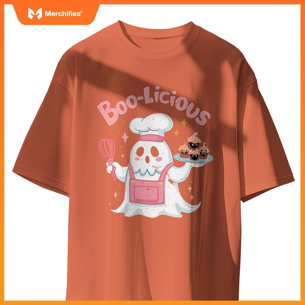 Funny Boo Licious Cute Ghost Cefeteria Chef Halloween Party T-Shirt