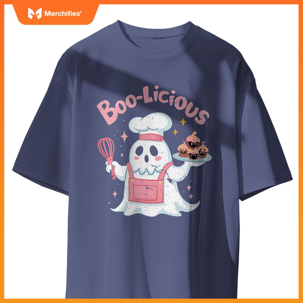 Funny Boo Licious Cute Ghost Cefeteria Chef Halloween Party T-Shirt