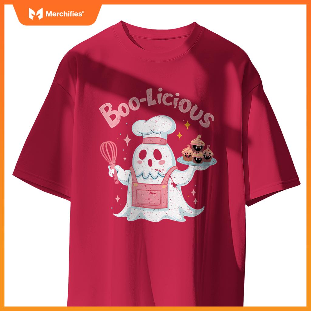 Funny Boo Licious Cute Ghost Cefeteria Chef Halloween Party T-Shirt