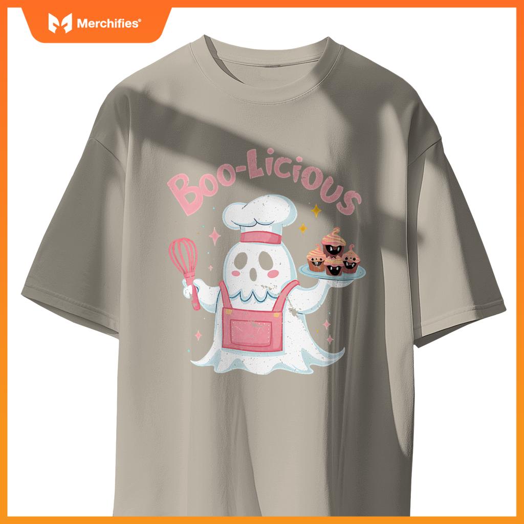 Funny Boo Licious Cute Ghost Cefeteria Chef Halloween Party T-Shirt