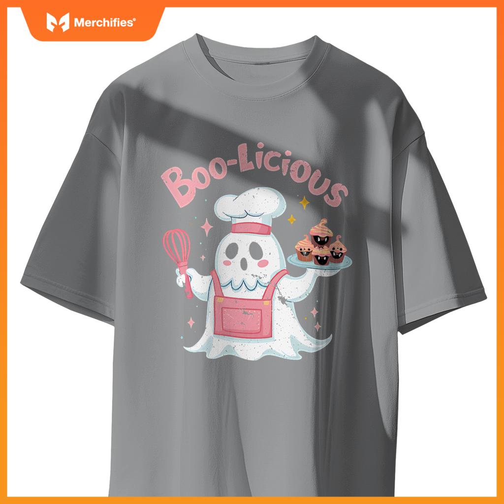 Funny Boo Licious Cute Ghost Cefeteria Chef Halloween Party T-Shirt