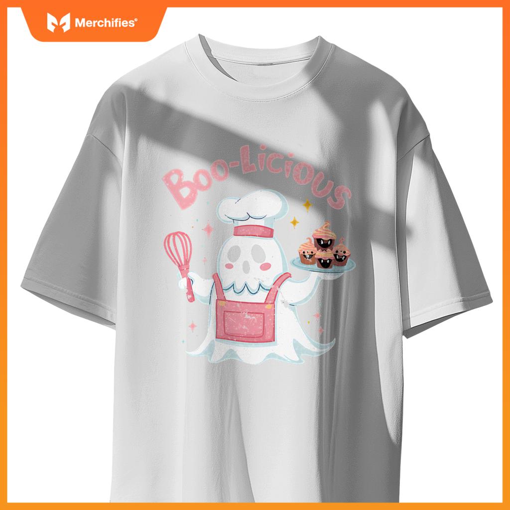 Funny Boo Licious Cute Ghost Cefeteria Chef Halloween Party T-Shirt