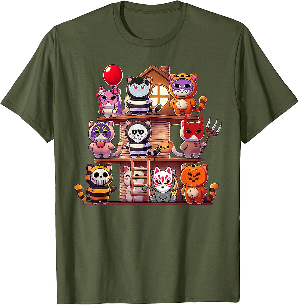 Funny Cat Horror Movies Halloween for Kitty Lovers T-Shirt