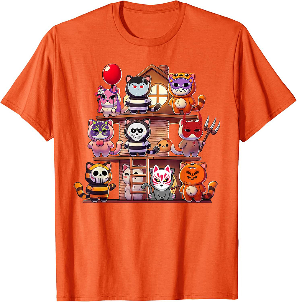 Funny Cat Horror Movies Halloween for Kitty Lovers T-Shirt