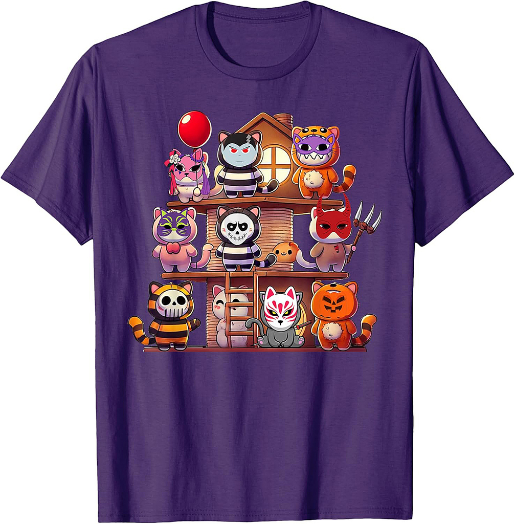 Funny Cat Horror Movies Halloween for Kitty Lovers T-Shirt