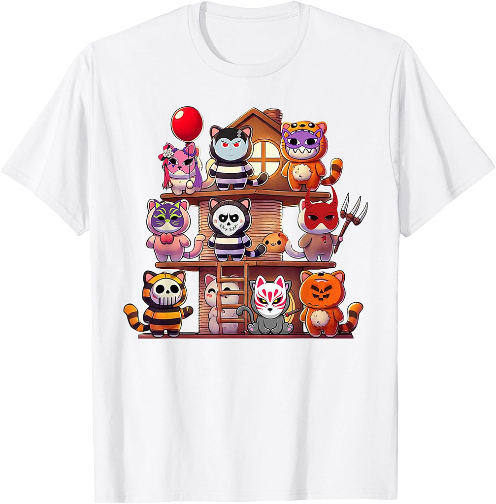 Funny Cat Horror Movies Halloween for Kitty Lovers T-Shirt