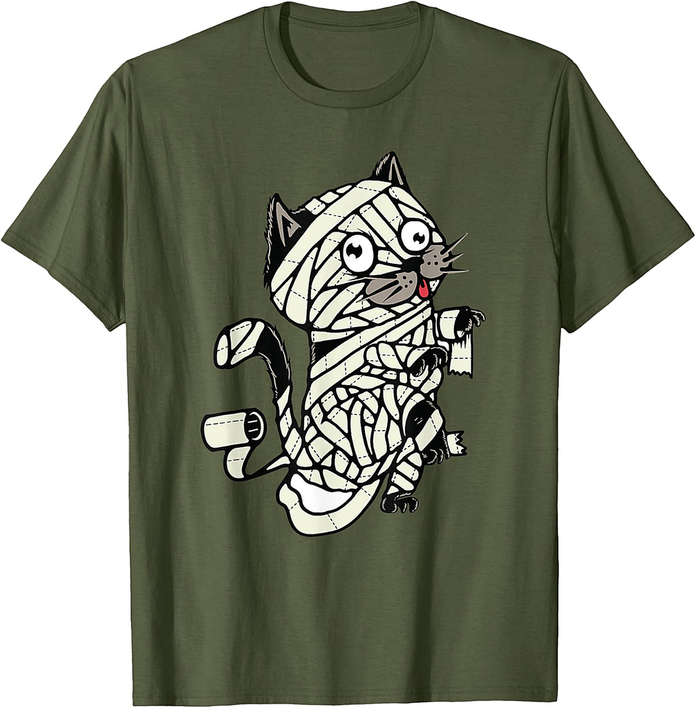 Funny Cat Mummy Halloween Black Cat Lovers Party Costume T-Shirt
