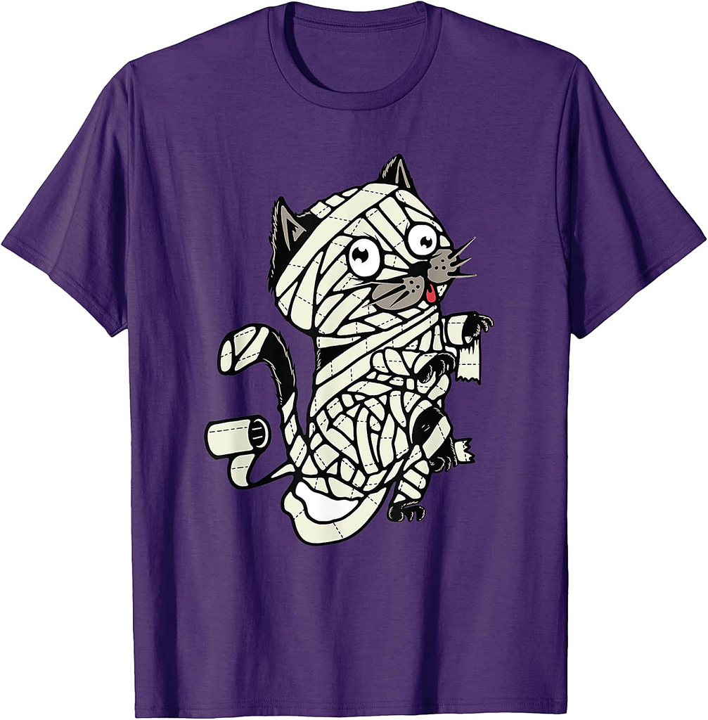 Funny Cat Mummy Halloween Black Cat Lovers Party Costume T-Shirt