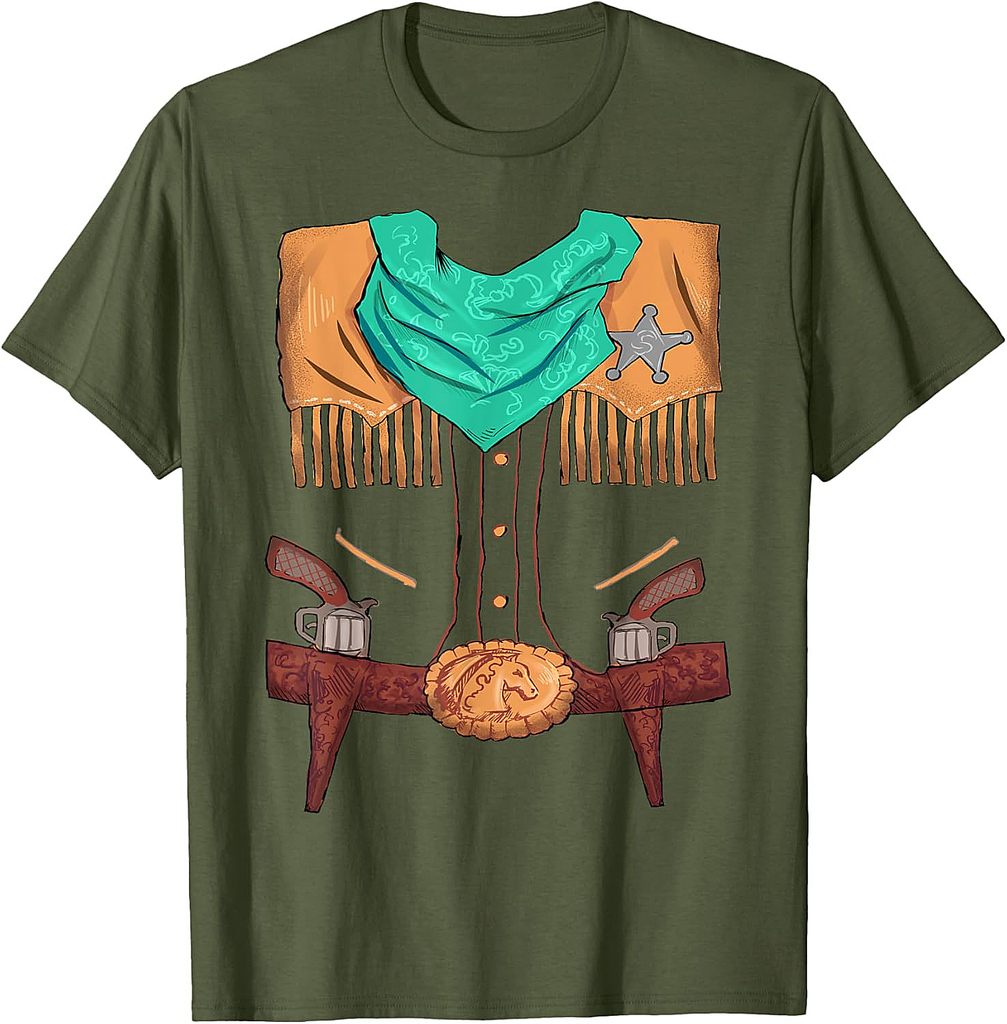 Funny Cowboy Western Halloween Costume Sheriff Vest Outfit T-Shirt