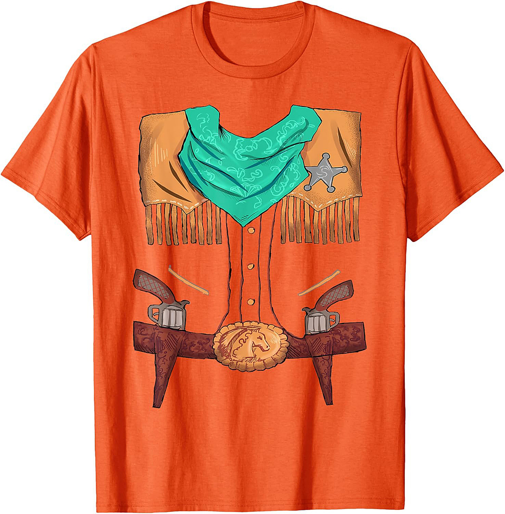 Funny Cowboy Western Halloween Costume Sheriff Vest Outfit T-Shirt