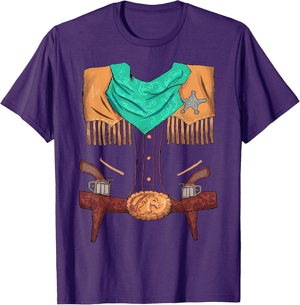 Funny Cowboy Western Halloween Costume Sheriff Vest Outfit T-Shirt